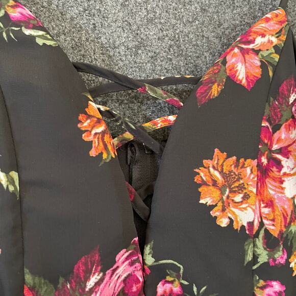 Ambiance Black Floral Maxi Romper Women’s L Whimsigoth Witchy Boho Festival - Picture 4 of 11